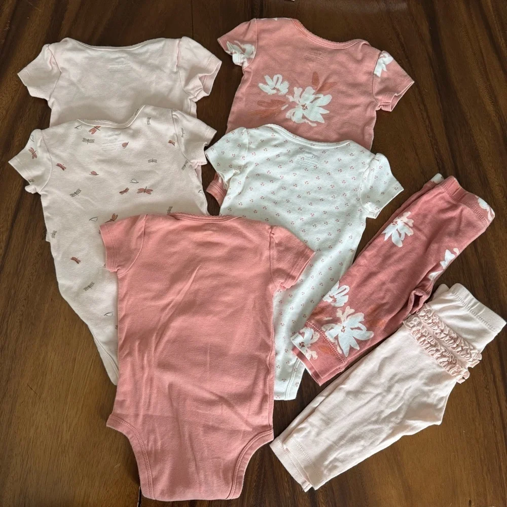 Carter’s Bodysuits and Leggings Set Pink Size 9M